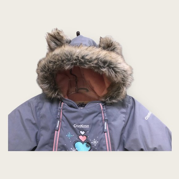 Oshkosh B'Gosh Gray Pink Snowsuit Size 12 months - Picture 2 of 8